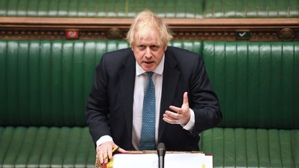 Le Premier ministre britannique Boris Johnson&nbsp;au Parlement, à Londres, le 13 mai 2020. (JESSICA TAYLOR / AFP)