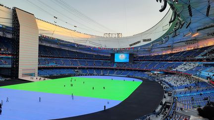 Le nid d'oiseau, stade au sein duquel s'est déroulée la cérémonie d'ouverture des Jeux olympiques d'hiver de Pékin, le 4 février 2022. (SEBASTIEN BERRIOT / RADIO FRANCE)