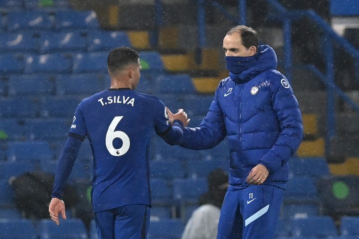 Thiago Silva et Thomas Tuchel (NEIL HALL / POOL)