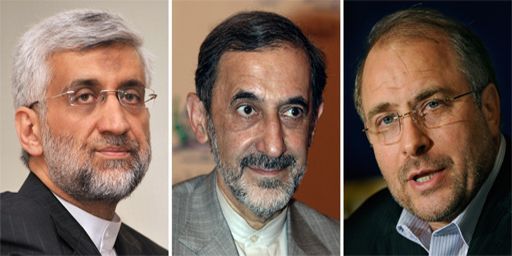 Trois des candidats favoris: Saïd Jalili, Ali Akbar Velayati et Mohamed Bagher Ghalibaf. (AFP)