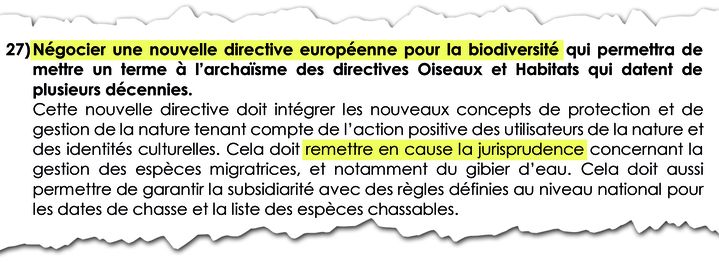 Point 27 de la charte signée entre LREM et la FNC, en juin 2017. (RADIO FRANCE)