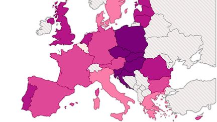 La carte de l'abstention aux &eacute;lections europ&eacute;ennes, le 25 mai 2014. ( FRANCETV INFO )