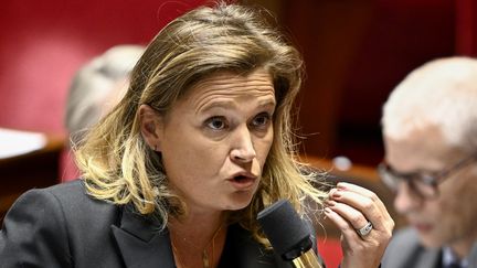 Olivia Grégoire, ministre déléguée aux Petites et moyennes entreprises, à l'Artisanat et au Tourisme, à l'Assemblée nationale, le 17 octobre 2023. (JULIEN DE ROSA / AFP)