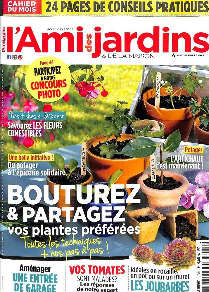 La couverture du numéro d'août 2017, spécial boutures.&nbsp; (L'AMI DES JARDINS ET DE LA MAISON)