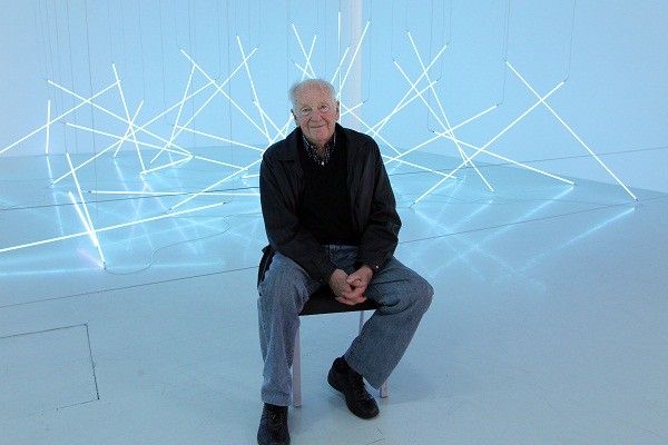 François Morellet en 2011 lors de la rétrospective du Centre Pompidou 
 (PIERRE VERDY / AFP)