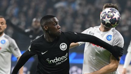 Randal Kolo Muani lors du huitième de finale de la Ligue des champions entre l'Eintracht Francfort et Naples, le 21 février 2023. (ARNE DEDERT / DPA)