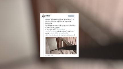 Capture d'écran d'un tweet d'une Toulousaine alertant sur un cas de violence conjugale présumée dans son immeuble, le 9 février 2019. (TWITTER)