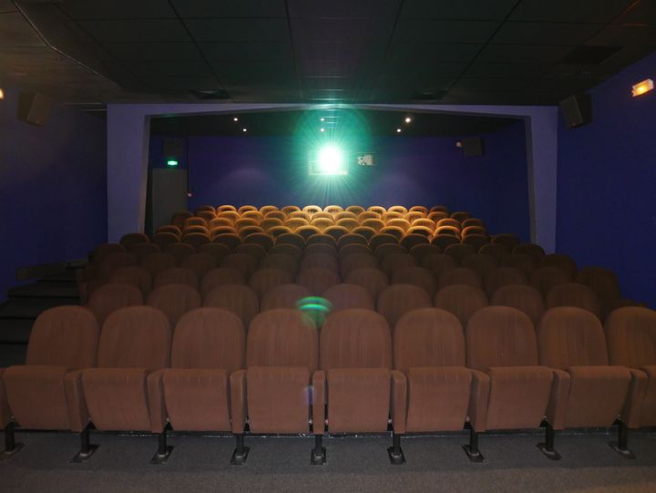 Dans les salles&nbsp;du cinéma Les Carmes, les fauteuils sont vides. Mais les projecteurs fonctionnent quand même. Ils doivent être allumés au moins deux fois par semaine pour ne pas se détériorer. (MATHIEU LEHOT / FRANCEINFO)