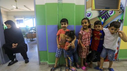 Displaced Lebanese children welcomed into a Beirut school on October 5, 2024. (AFP)