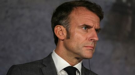 Emmanuel Macron, le 11 octobre 2024 à Paphos (Chypre). (THOMAS SAMSON / AFP)