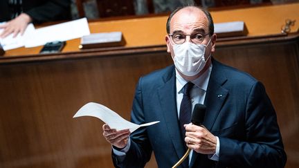 Le Premier ministre, Jean Castex, le 20 juillet 2021 à l'Assemblée nationale à Paris.&nbsp; (XOSE BOUZAS / HANS LUCAS / AFP)