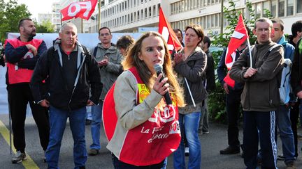 &nbsp; (© Maxppp - Nadine Hourmant lors d'une manifestation pour la défense du groupe Doux)