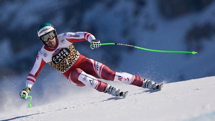 Vincent Kriechmayr&nbsp;lors de la descente à Wengen, le samedi 15 janvier 2022. (FABRICE COFFRINI / AFP)