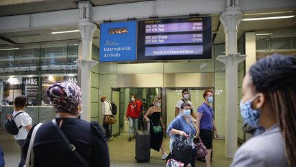 Le terminal d'arrivée des Eurostars en provenance de Paris et Bruxelles, à la gare de Saint Pancras de Londres (Royaume-Uni), en août 2020. Photo d'illustration. (TOLGA AKMEN / AFP)