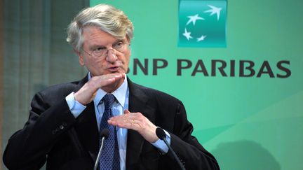 Le directeur g&eacute;n&eacute;ral de BNP Paribas, Baudouin Prot, lors d'une conf&eacute;rence de presse le 17 f&eacute;vrier 2011 &agrave; Paris. (ERIC PIERMONT / AFP)