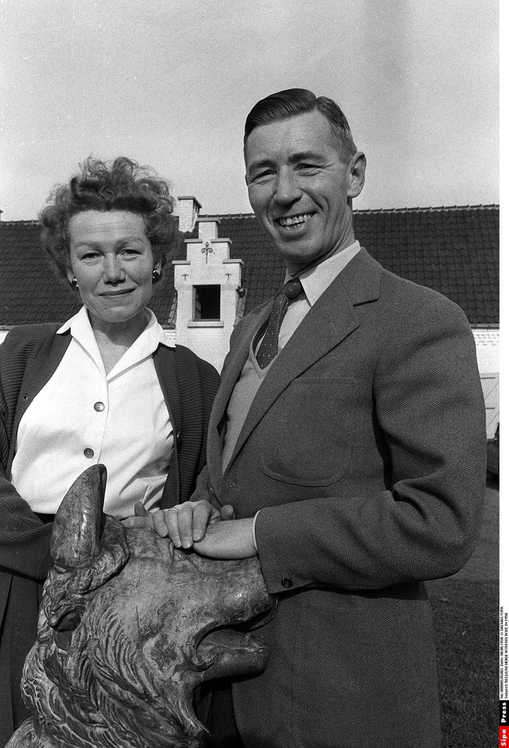 Georges Remi, dit Hergé, en compagnie de son épouse Germaine. (DALMAS/SIPA)