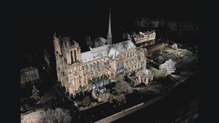 Nuage de points acquis par scanner laser&nbsp;de Notre-Dame de Paris, en&nbsp;&nbsp;janvier 2010. (ANDREW TALLON)