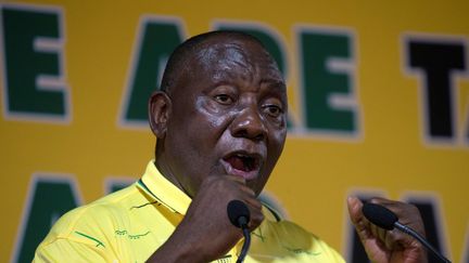 Le président sud-africain,&nbsp;Cyril Ramaphosa, lors de la célébration du 107e anniversaire de l'African National Congress (ANC), le 8 janvier 2019 à Durban. (Reuters - ROGAN WARD / X02832)