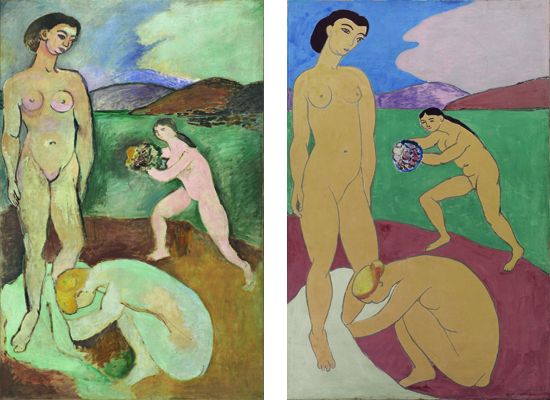 (A gauche) Henri Matisse, "Le Luxe I", Collioure, &eacute;t&eacute; 1907. (A droite) Henri Matisse, "Le Luxe II", Paris, hiver 1907. (SUCCESSION H. MATISSE)