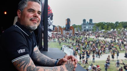 Ben Barbaud, le patron du Hellfest, le festival des musiques extrêmes, lors de sa 14e édition, le 21 juin 2019 à Clisson (Loire-Atlantique, France). (OLIVIER CORSAN / MAXPPP)