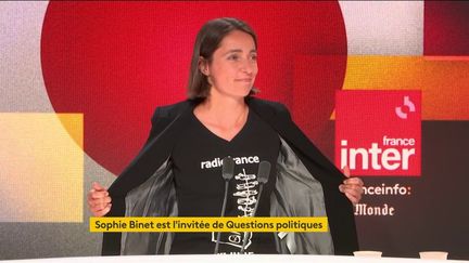 Sophie Binet, la secrétaire générale de la CGT, est l'invitée de "Questions Politiques", le 2 juin 2024 sur France Inter. (FRANCE INTER / RADIO FRANCE)