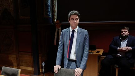 L'ancien Premier ministre, Gabriel Attal, auditionné au Sénat, le 8 novembre 2024. (STEPHANE DE SAKUTIN / AFP)