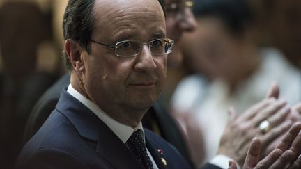 Le pr&eacute;sident de la R&eacute;publique Fran&ccedil;ois Hollande en visite en principaut&eacute; d'Andorre, le 12 juin 2014. (FRED DUFOUR / AFP)