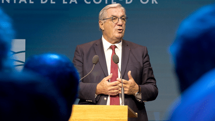 François Sauvadet, président du département de Côte-d'Or et de l'Association des départements de France, le 26 février 2024 à Paris. (TARDIVON JC/MAXPPP)