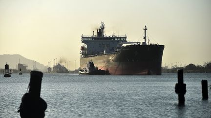 Un cargo passe par le canal de Panama, le 22 février 2018.&nbsp; (RODRIGO ARANGUA / AFP)