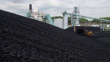 Du charbon stocké dans une centrale thermique près de Somerset dans le Kentucky (Etats-Unis), le 19 avril 2017. (NICHOLAS KAMM / AFP)