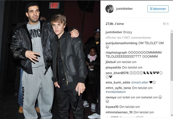 Capture écran du compte Instagram de Justin Bieber, jeudi 22 décembre. (JUSTIN BIEBER)