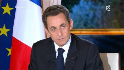 Interview télévisée de Nicolas Sarkozy en direct de l'Elysée, le 16 novembre 2010, sur France 2, TF1 et Canal Plus (FRANCE 2 / AFP)