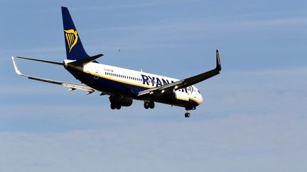 Un avion Ryanair atterrit à l'aéroport Toulouse-Blagnac (Haute-Garonne), le 6 juillet 2023. (SEBASTIEN LAPEYRERE / HANS LUCAS / AFP)