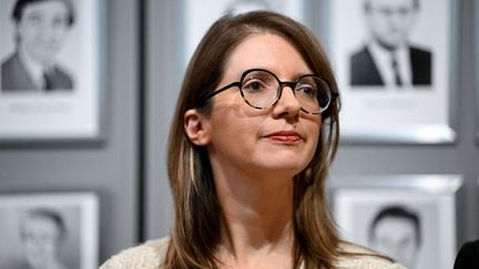 La nouvelle ministre chargée de l'Egalité entre les femmes et les hommes, Aurore Bergé, à Paris, le 24 décembre 2024. (ANNA KURTH / AFP)