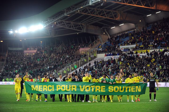 Un temps menac&eacute; de rel&eacute;gation, les Nantais n'ont perdu que deux fois lors de leurs dix derniers matchs de la saison. (JEAN-SEBASTIEN EVRARD / AFP)