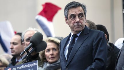 François Fillon s'adresse à ses partisans réunis place du Trocadéro à Paris, dimanche 5 mars 2017. (MAXPPP)