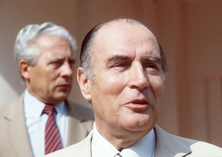 Le pr&eacute;sident de la R&eacute;publique, Fran&ccedil;ois Mitterrand lors d'un voyage au Burundi le 06 octobre 1982&nbsp; (PIERRE GUILLAUD / AFP)