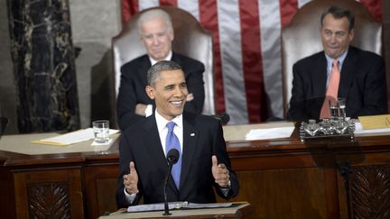 Barack Obama, le pr&eacute;sident des Etats-Unis, le 12 f&eacute;vrier 2013 &agrave; Washington (Etats-Unis). (BRENDAN SMIALOWSKI / AFP)