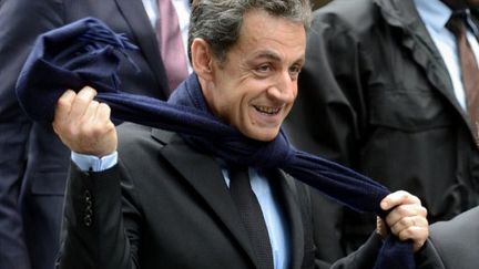 Nicolas Sarkozy à la sortie d'une rencontre avec la CGPME (ERIC FEFERBERG / AFP)