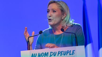 Marine Le Pen aux "Estivales", à Fréjus, dimanche 18 septembre.&nbsp; (CITIZENSIDE/FRANCOIS PAULETTO / CITIZENSIDE)