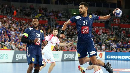 L'équipe de France de handball face aux Espagnols, en demi-finale, à l'Arena Zagreb (Croatie), le 26 janvier 2018.&nbsp; (ANTONIO BRONIC / REUTERS)