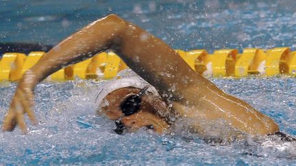 Laure Manaudou pendant le 200m nage libre du Troph&eacute;e Maria-Lenk &agrave; Rio de Janeiro (Br&eacute;sil), le 24 avril 2012. (VANDERLEI ALMEIDA / AFP)