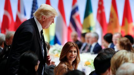 Le président des Etats-Unis, Donald Trump, le 7 juillet 2017 au dîner du G20 à Hambourg (Allemagne). (KAY NIETFELD / DPA / AFP)