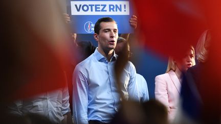 Jordan Bardella, candidat RN lors de la campagne des élections européennes en mai 2019. (PHILIPPE HUGUEN / AFP)