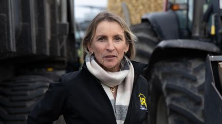 Véronique Le Floc'h, présidente de la Coordination rurale, pendant le congrès national du syndicat à Poitiers, le 20 novembre 2024. (MATHIEU HERDUIN / MAXPPP)