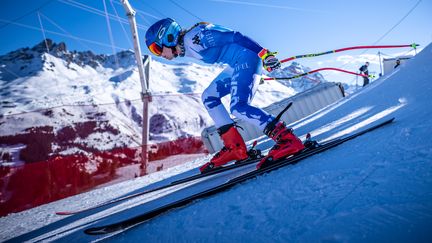 Mikaela Shiffrin à l'entraînement à Courchevel-Méribel avant les Mondiaux de ski alpin, le 5 février 2023. (MAXPPP)