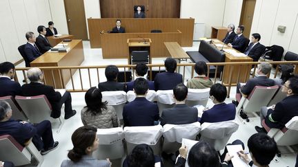 La salle du tribunal où Carlos Ghosn a été entendu le 8 janvier à Tokyo.&nbsp; (KIYOSHI OTA / POOL)