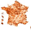 La carte de France de la taxe d'habitation, en 2019. (ROBIN PRUDENT / FRANCEINFO)