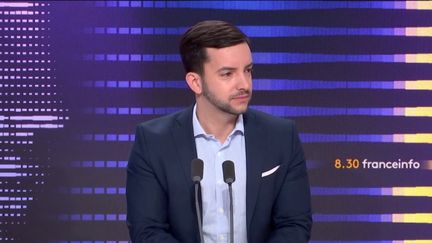 Jean-Philippe Tanguy,&nbsp;député Rassemblement national (RN) de la Somme, sur franceinfo, dimanche 26 mars 2023. (FRANCEINFO / RADIOFRANCE)