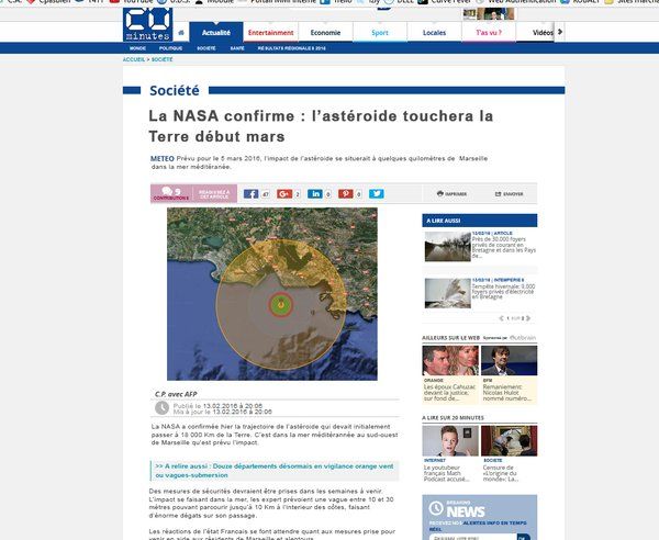 &nbsp; (Un faux article de 20 minutes pour crédibiliser la rumeur © Capture d'écran forumJV.com)